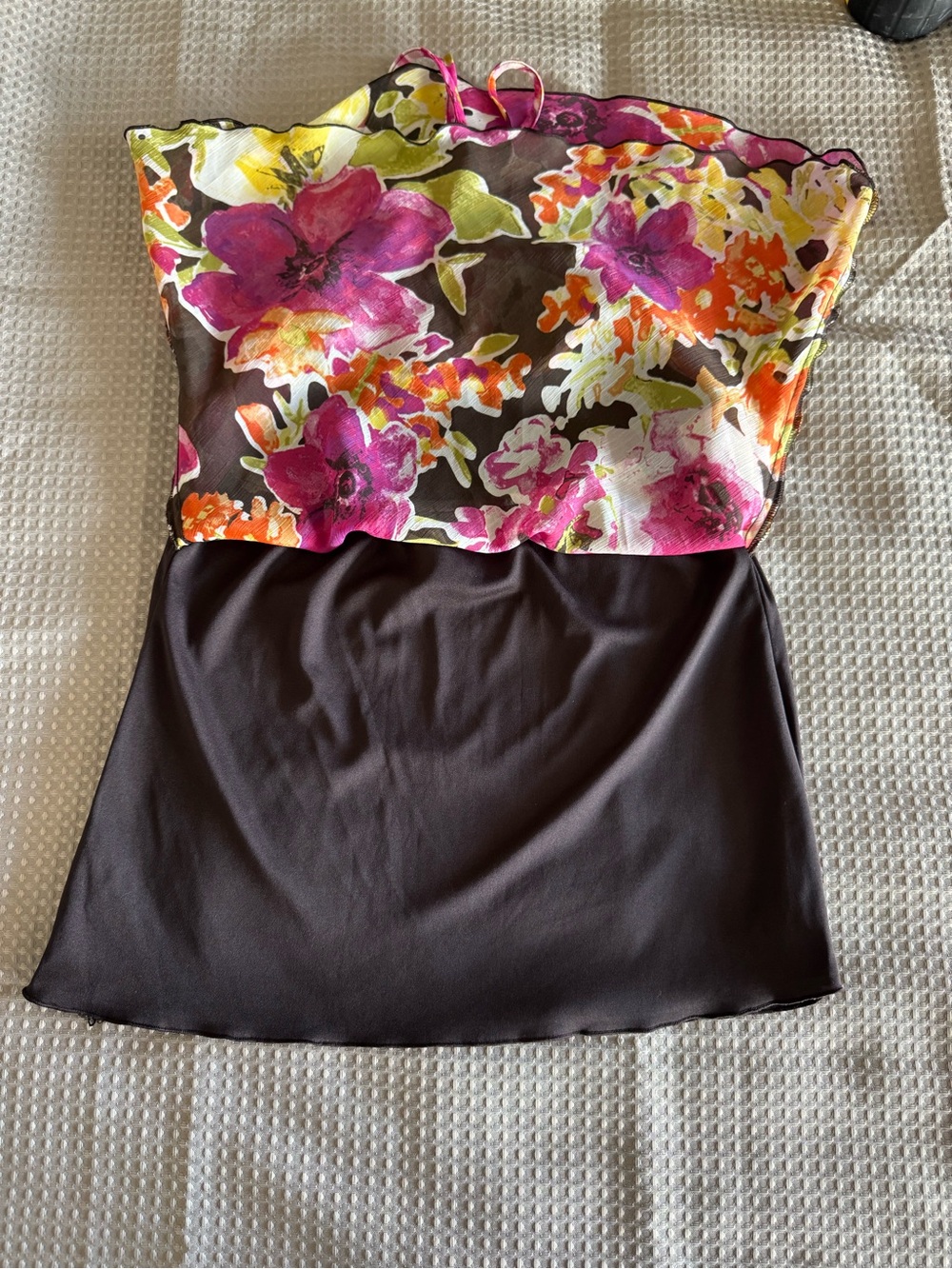 Byer California Floral Halter Tank - Pink, Yellow & Black fun, flirty, medium - Picture 5 of 7